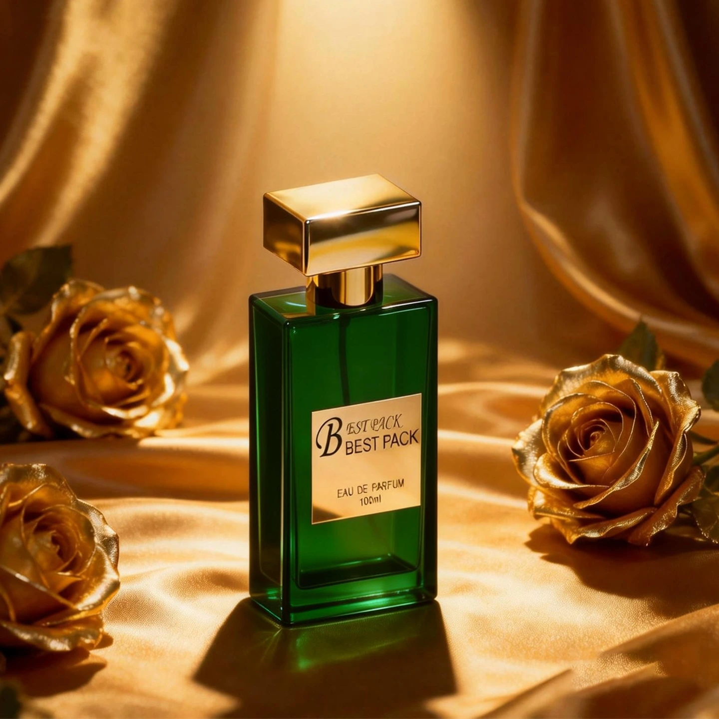 100ml 향수 스프레이 병, 펌프가 달린 사각형 유리 빈 향수 용기 - 고급 녹색 향수병 BEST-X20035 1