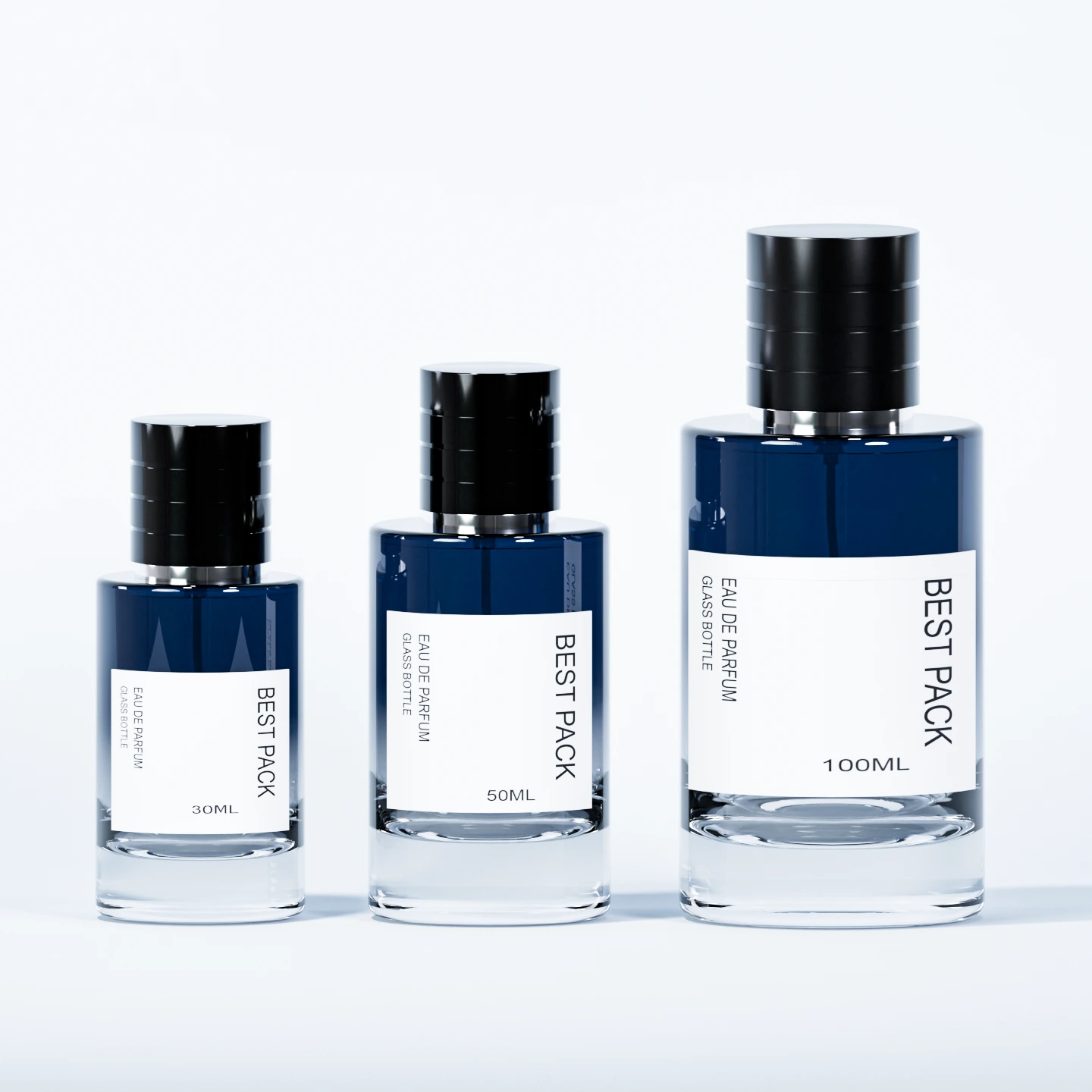 Gradient Blue Men's Perfume Bottles - 30ml/50ml/100ml Empty Glass Cylinder Containers with Pump Sprayer BEST-X20038 1