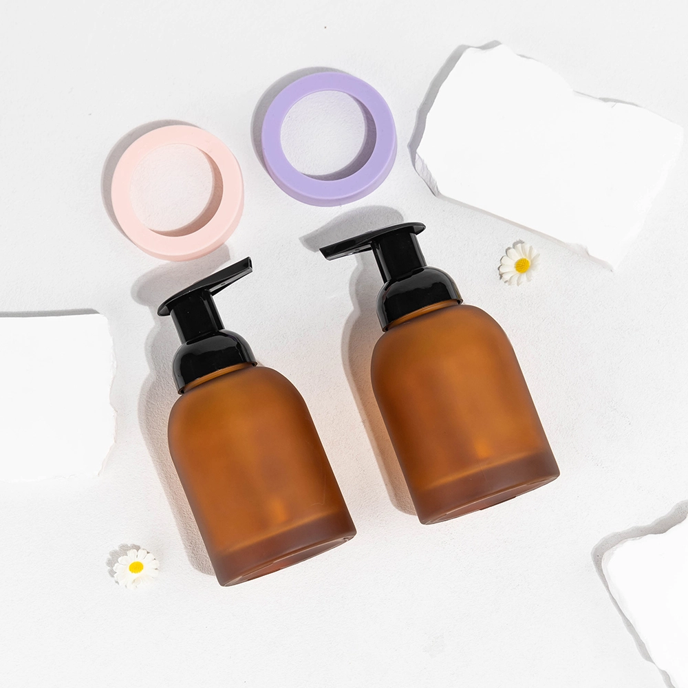 Флакон с помпой из матового стекла объемом 250 мл с пенообразователем и нескользящим основанием для шампуня и геля для душа BEST-311458 1