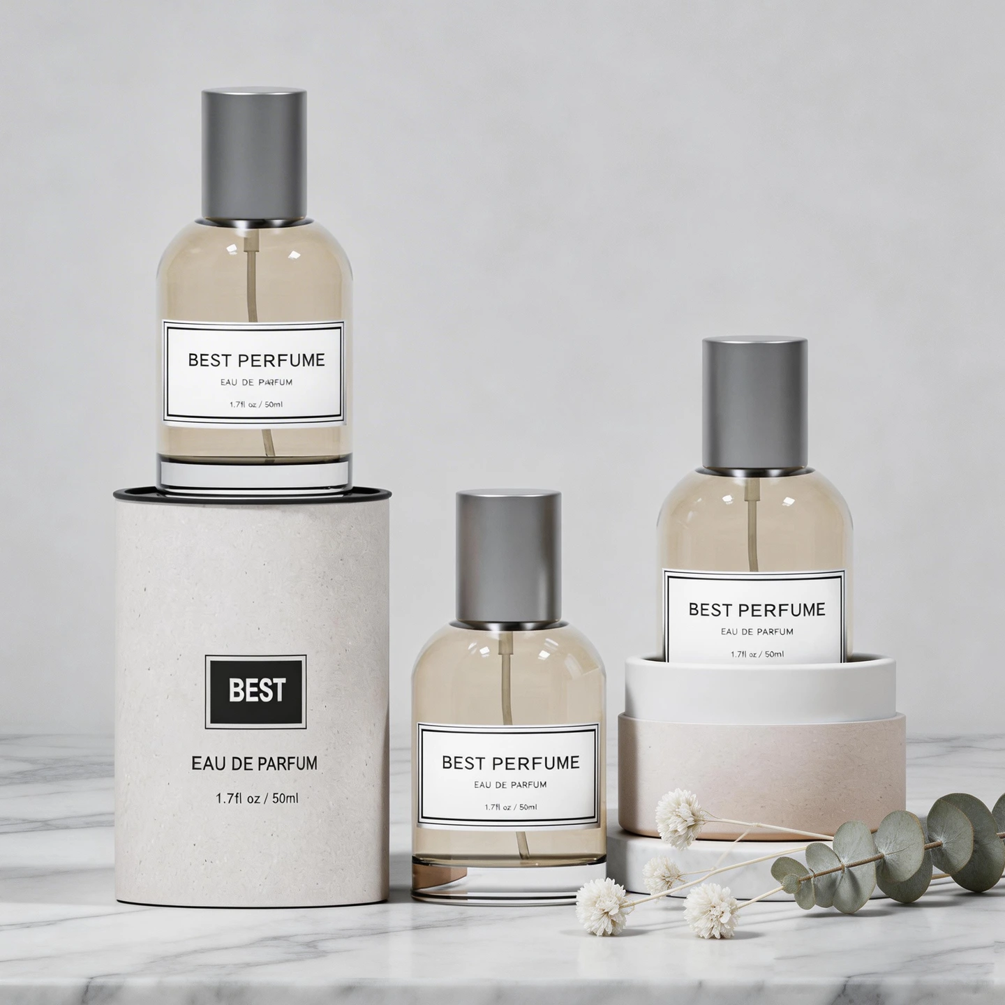 Стеклянный флакон для духов с закругленными плечиками, объемом 50 мл, с распылителем | Пустой набор в подарочной коробке BEST-X20051 1