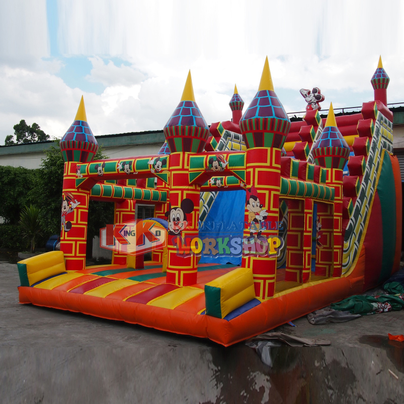 Diapositiva de salto inflable modificada para requisitos particulares del castillo de Mickey Mouse para el patio trasero 5