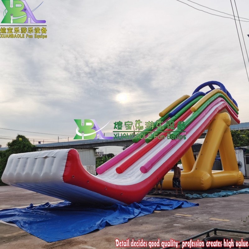 Large Resort Commercial Aqua Park Water Games Crazy Fun Inflatable Floating Water Slide For Adults On Lake Sea 3