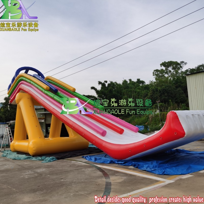 Large Resort Commercial Aqua Park Water Games Crazy Fun Inflatable Floating Water Slide For Adults On Lake Sea 6
