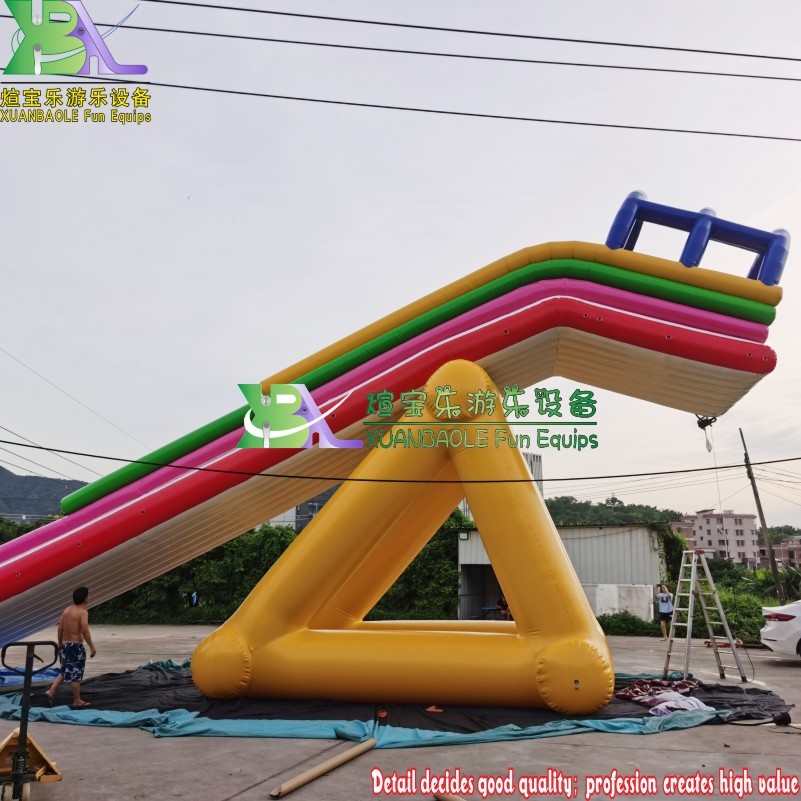Large Resort Commercial Aqua Park Water Games Crazy Fun Inflatable Floating Water Slide For Adults On Lake Sea 8