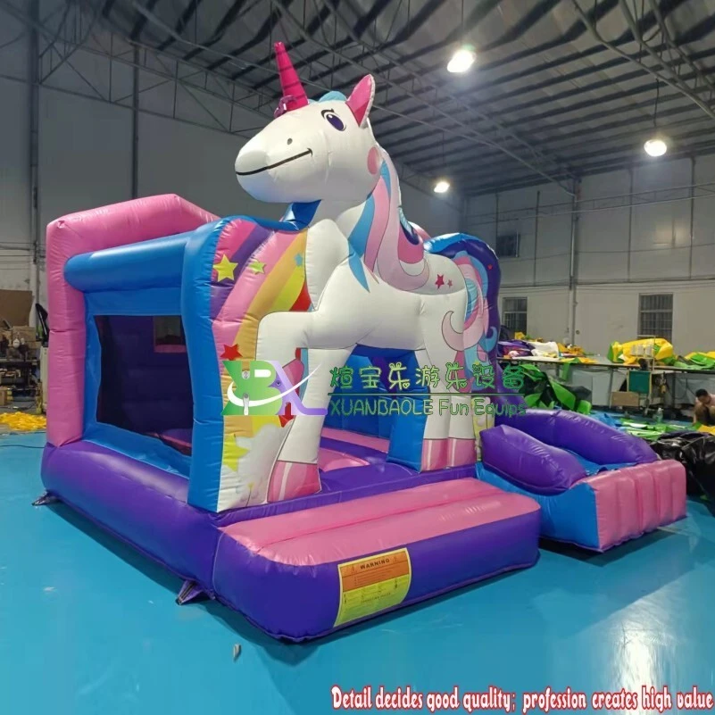 2024 New Mini Inflatable Unicorn Slide And Bounce Combo Fun City 1