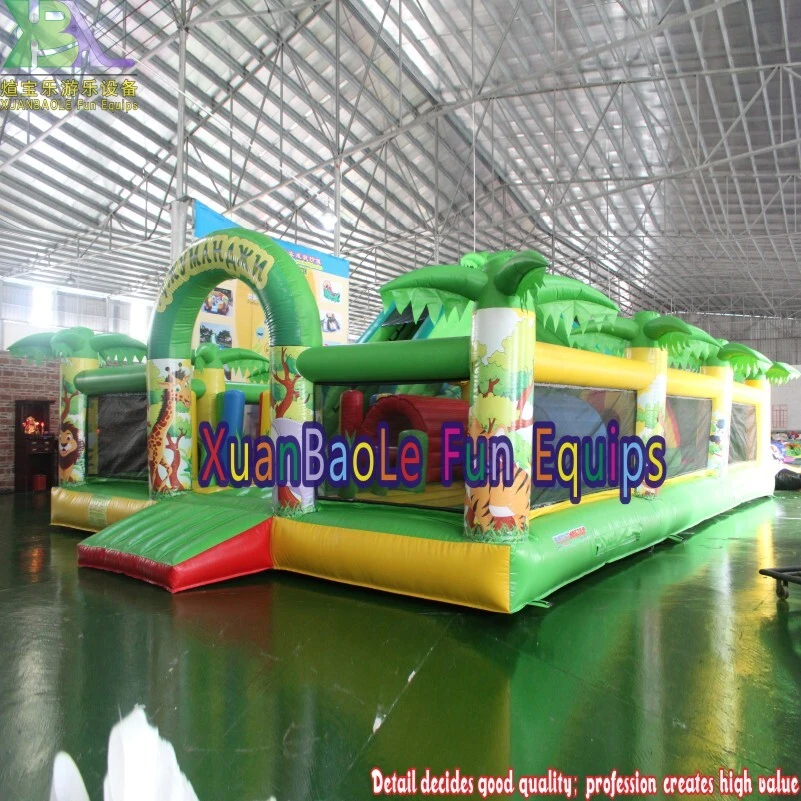 Big inflatable fun city, jungle inflatable bouncer slide combo, amusement park fun city inflatable combo game 1