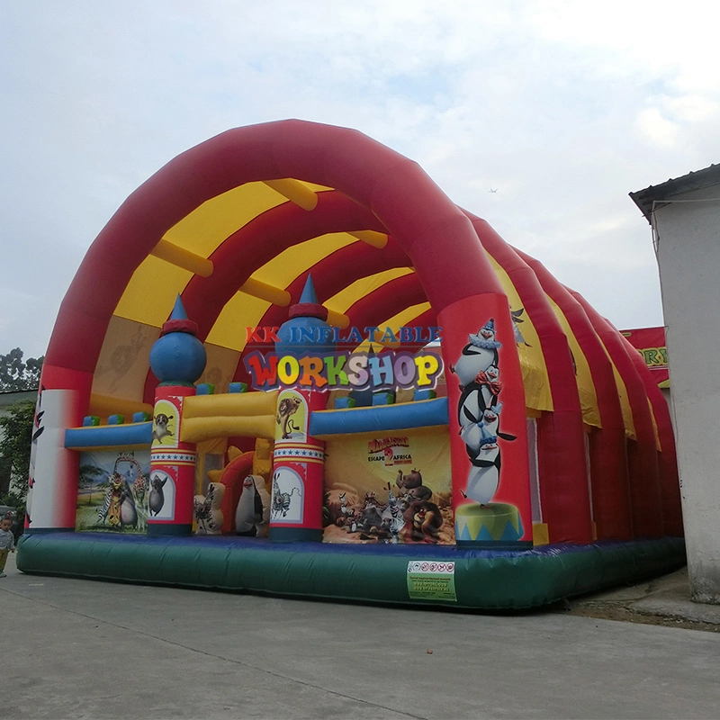 New Design Colorful Inflatable jumping Bouncer castle Fun City with roof for outdoor party 1