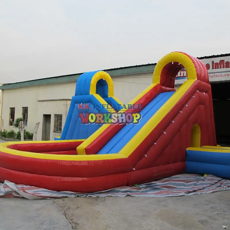 KK INFLATABLE funny commercial inflatable water slides fire truck shape for swimming pool 5