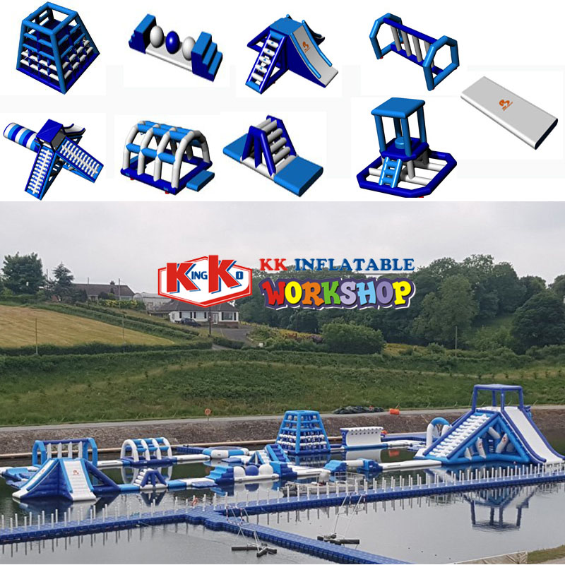 Parque acuático flotante inflable y equipo de juego de agua inflable para adultos en el mar/lago 2