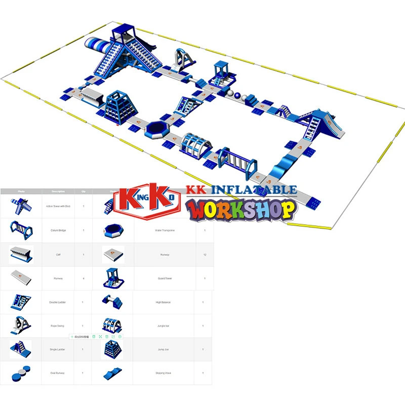KK INFLATABLE tall inflatable floating water park factory direct for paradise 2