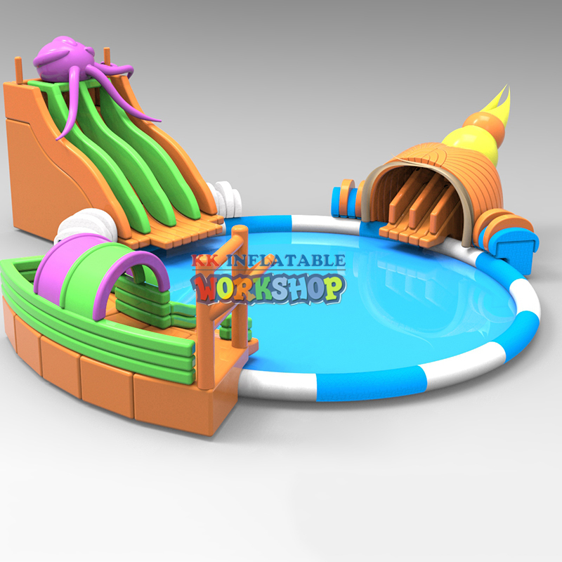 Parc aquatique gonflable en forme de pieuvre avec bâche en PVC, aire de jeux gonflable pour l&39;été 6