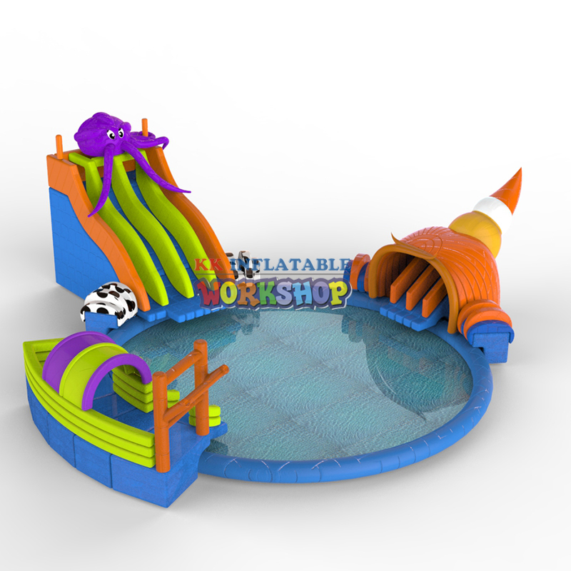 Parc aquatique gonflable en forme de pieuvre avec bâche en PVC, aire de jeux gonflable pour l&39;été 4