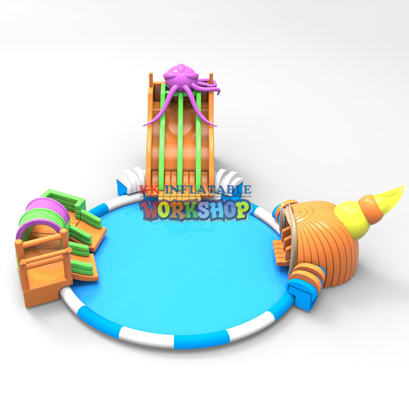 Parc aquatique gonflable en forme de pieuvre avec bâche en PVC, aire de jeux gonflable pour l&39;été 5