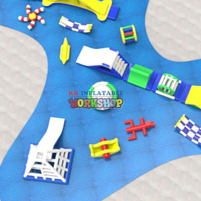 Parque acuático inflable comercial para adultos y niños con juegos de saltos acuáticos flotantes en el mar 3