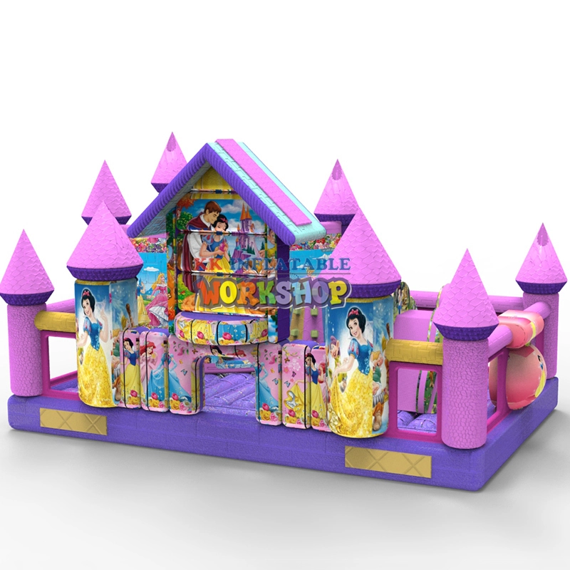 Moonwalk Inflatable Pink Air Bouncer Jumping Castle Bouncy Snow White Princess Bounce House Combo With Slide 1