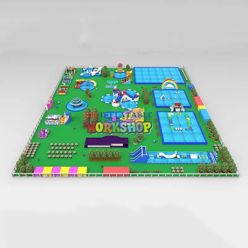 KK INFLATABLE rainbow kids inflatable water park manufacturer for children 4