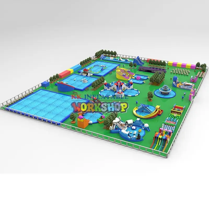 KK INFLATABLE rainbow kids inflatable water park manufacturer for children 6