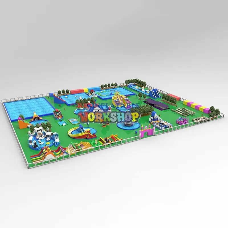 KK INFLATABLE rainbow kids inflatable water park manufacturer for children 7