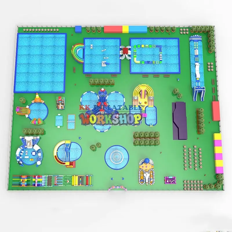 KK INFLATABLE rainbow kids inflatable water park manufacturer for children 2