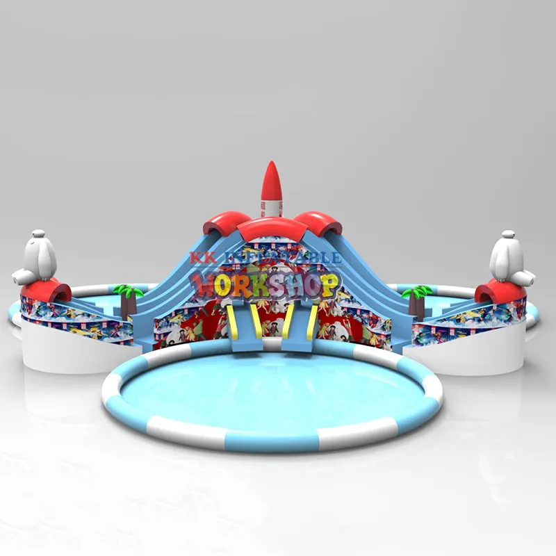 KK INFLATABLE blue inflatable theme park good quality for seaside 7