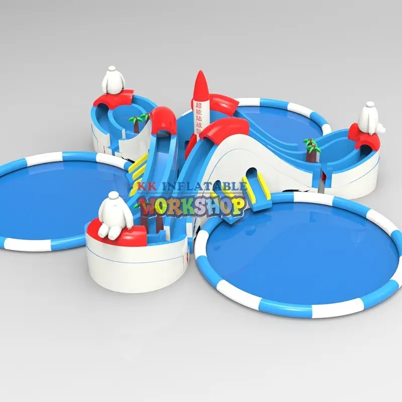 KK INFLATABLE blue inflatable theme park good quality for seaside 4