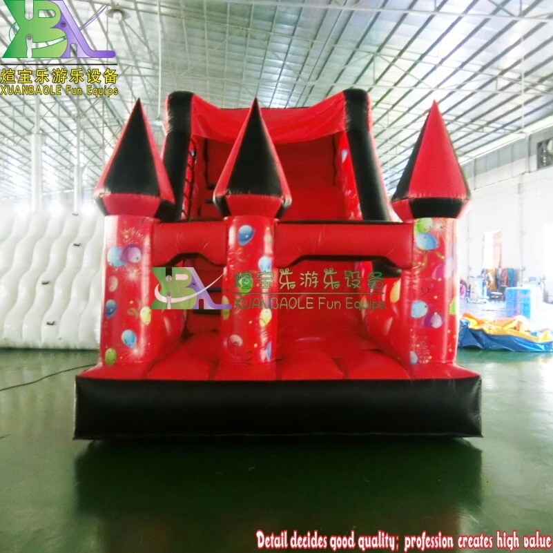Factory European Market Quality Standard inflatable bouncing castle with slide, Red inflatable dry slide Inflatable castle slide 1