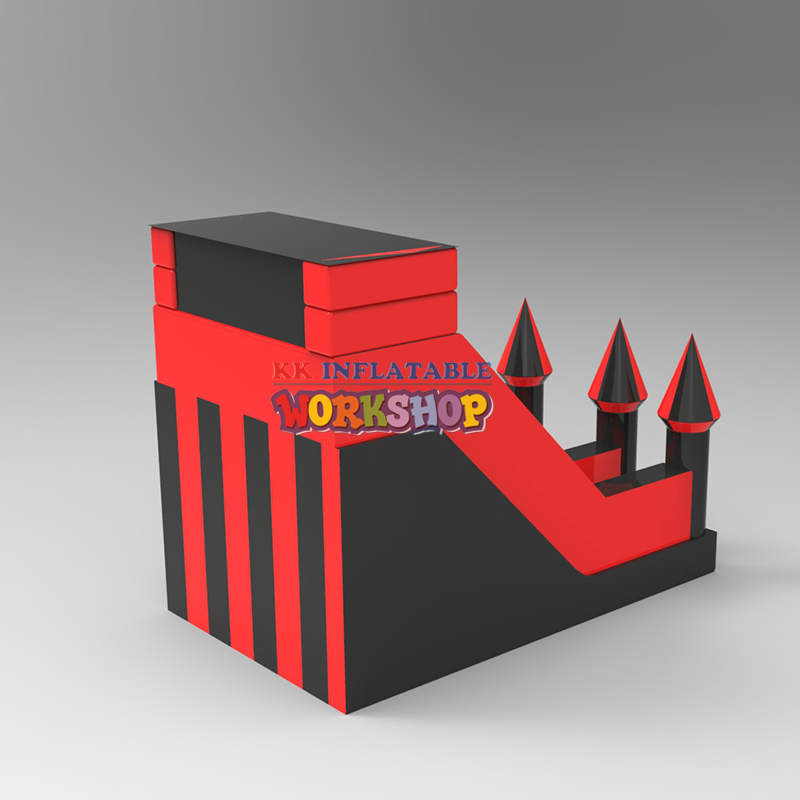 Château gonflable gonflable de norme de qualité de marché européen d'usine avec la glissière, glissière sèche gonflable rouge de château gonflable 3
