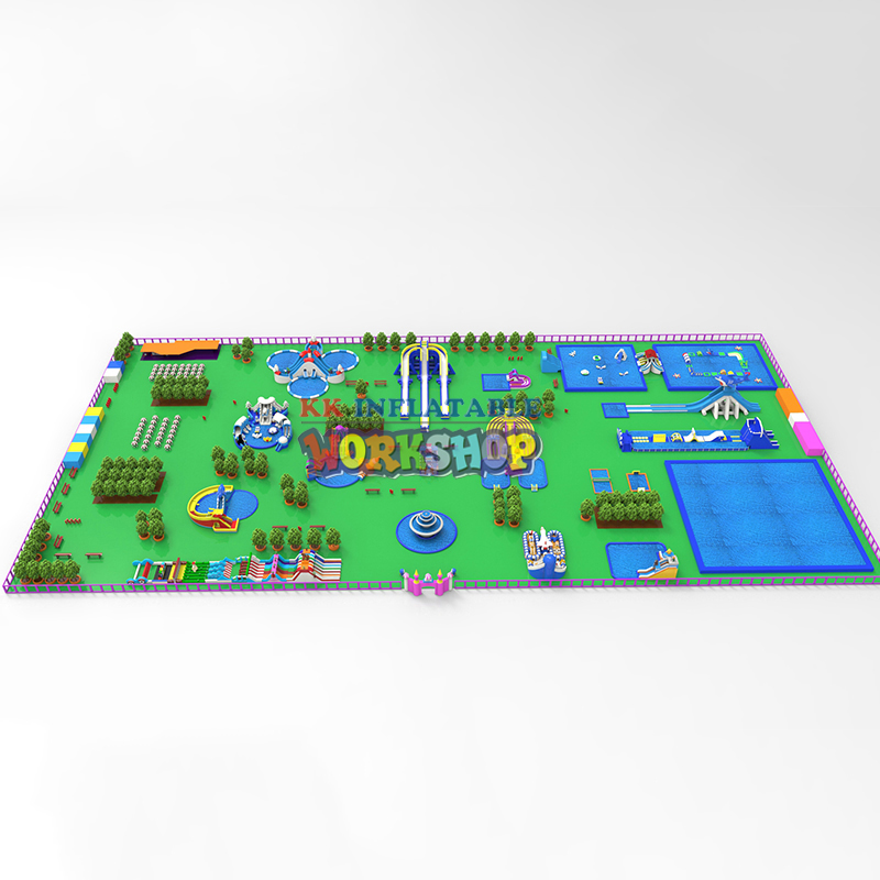 250m giant land inflatable water park inflatable Amusement equipment combination 3