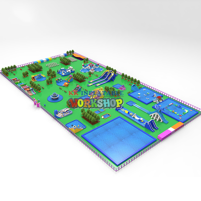 250m giant land inflatable water park inflatable Amusement equipment combination 5