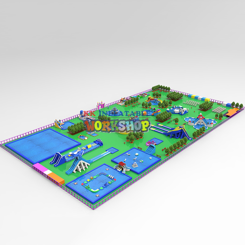 250m giant land inflatable water park inflatable Amusement equipment combination 7