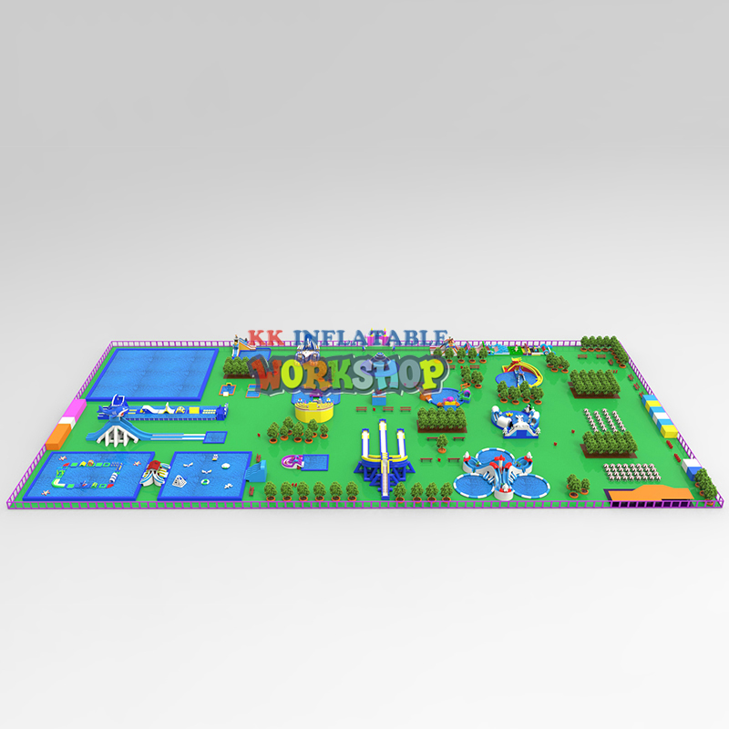 250m giant land inflatable water park inflatable Amusement equipment combination 6
