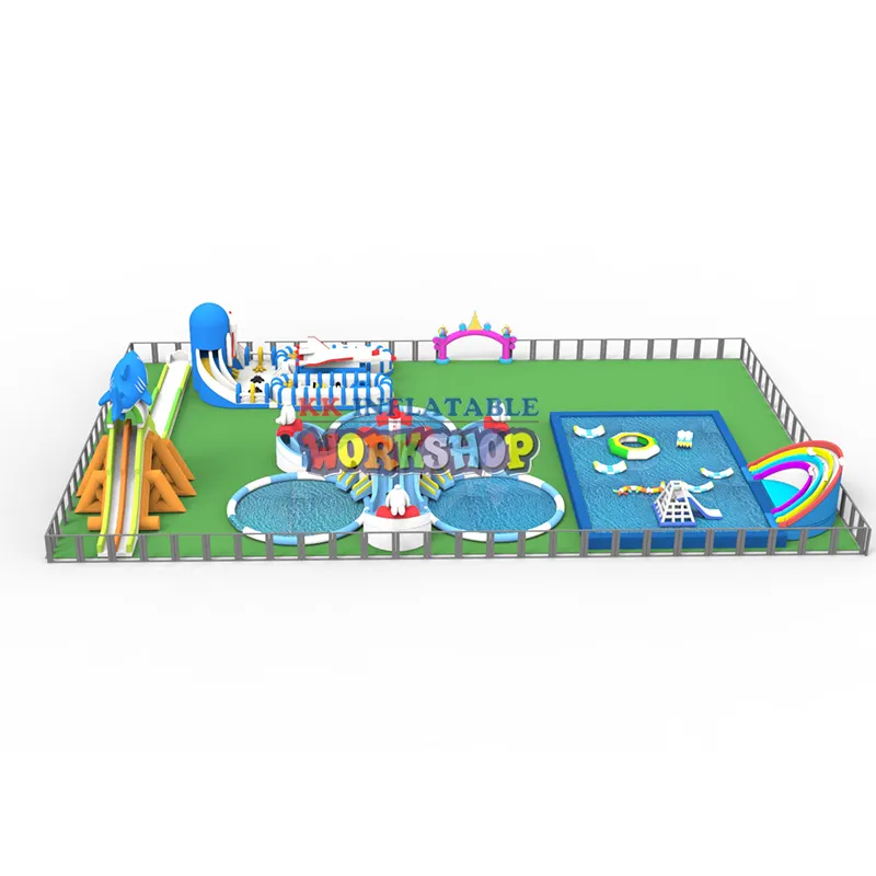 large inflatable theme park slide pool combination supplier for seaside 5