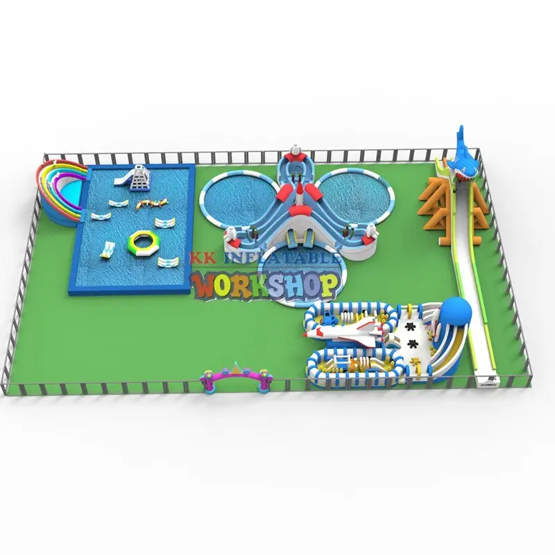 large inflatable theme park slide pool combination supplier for seaside 7
