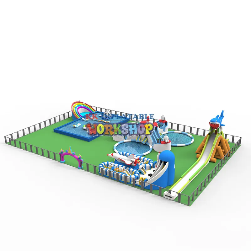 large inflatable theme park slide pool combination supplier for seaside 6