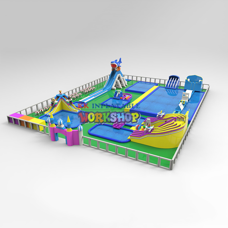 Giant Inflatable Land Water Park Outdoor Slide Summer Fun Water park Attraction 4