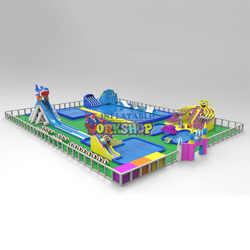 Giant Inflatable Land Water Park Outdoor Slide Summer Fun Water park Attraction 5