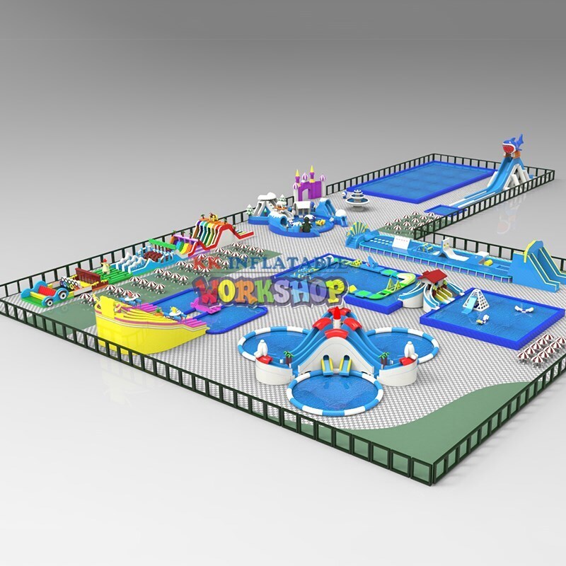 KK INFLATABLE rainbow inflatable water parks factory price for paradise 2