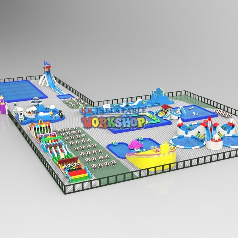 KK INFLATABLE rainbow inflatable water parks factory price for paradise 5