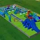 blue kids inflatable water park multichannel for children KK INFLATABLE 3