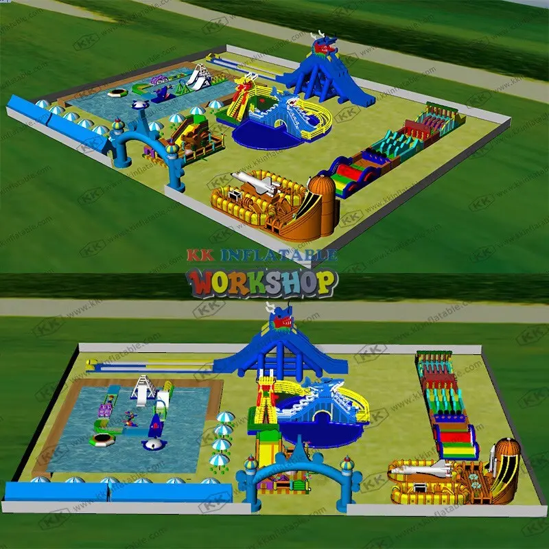 cartoon inflatable water playground good quality for children 7