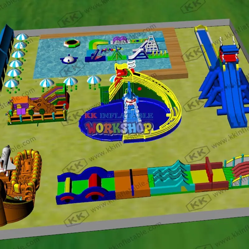 cartoon inflatable water playground good quality for children 2