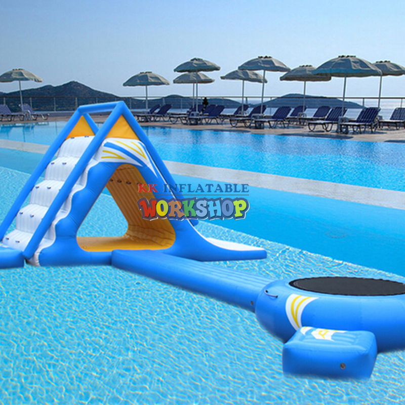 Custom Triangle Inflatable Water Slide & Trampoline Combo for Frame Pool - Mobile Park Gear 2