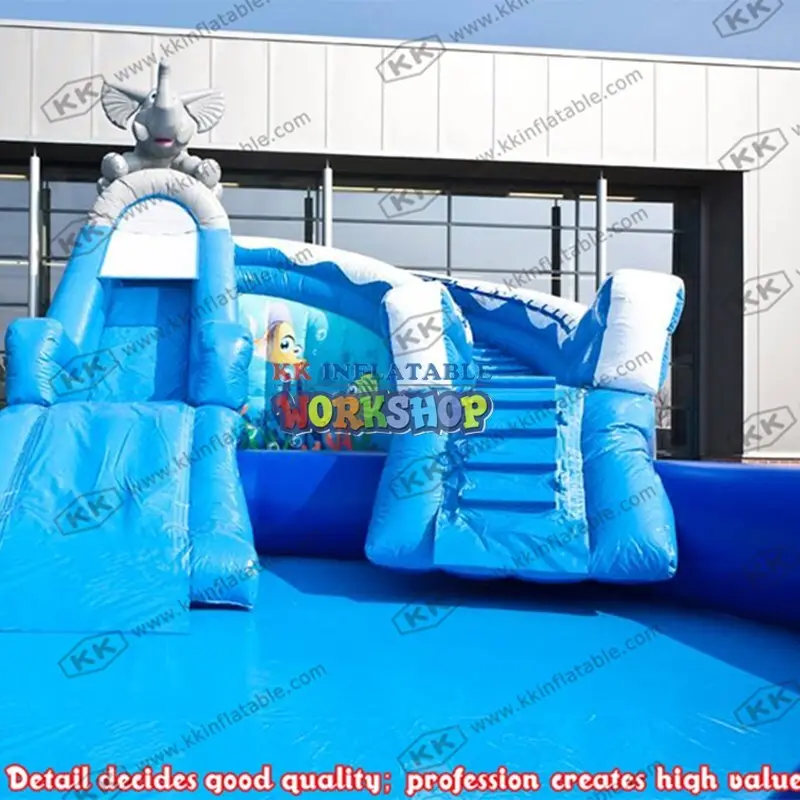 cartoon kids inflatable water park slide pool combination for children KK INFLATABLE 4