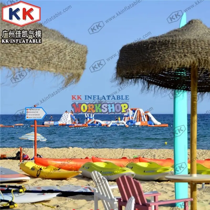 slide pool combination inflatable water parks blue for seaside KK INFLATABLE 2