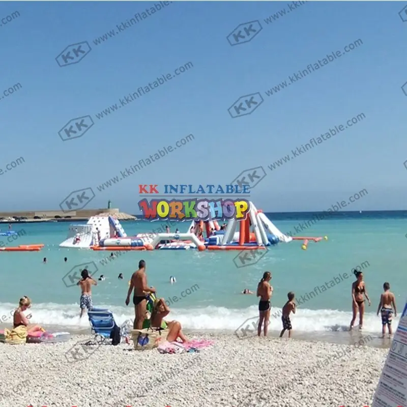 slide pool combination inflatable water parks blue for seaside KK INFLATABLE 4