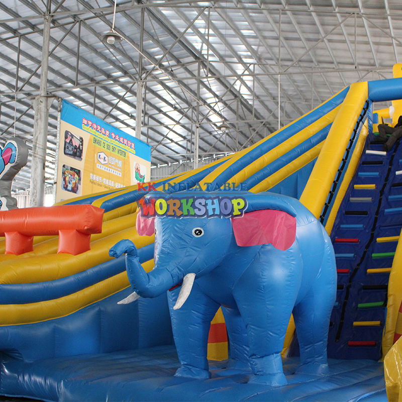 Parque acuático inflable con dibujos de animales y toboganes acuáticos inflables multitobogán. 6