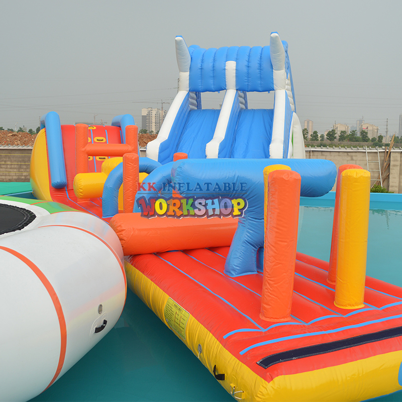 Factory custom Giant Island Inflatable Water park Combo inflatable Floating Water Slides 3