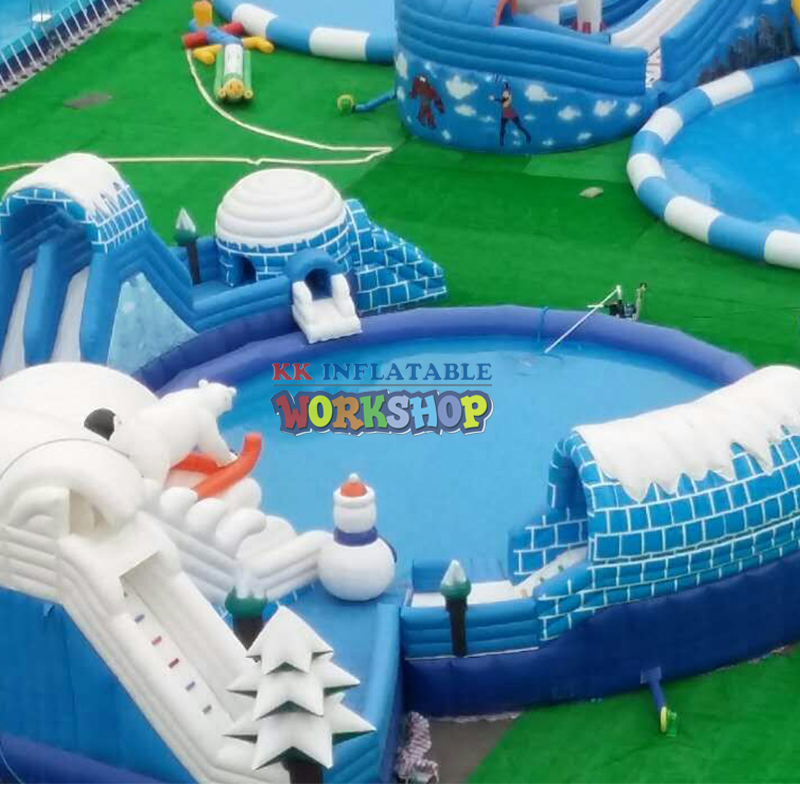 Ice and Snow World Theme Inflatable Water Slide Water Park Playground with Swimming Pool 4