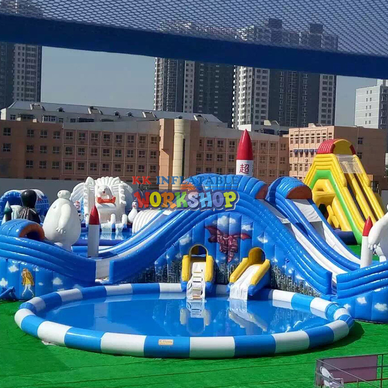 Ice and Snow World Theme Inflatable Water Slide Water Park Playground with Swimming Pool 6