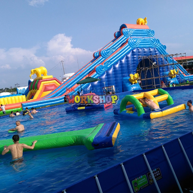 Outdoor inflatable Water Park With Water Slides, Funny Obstacles and Swimming Pool 1